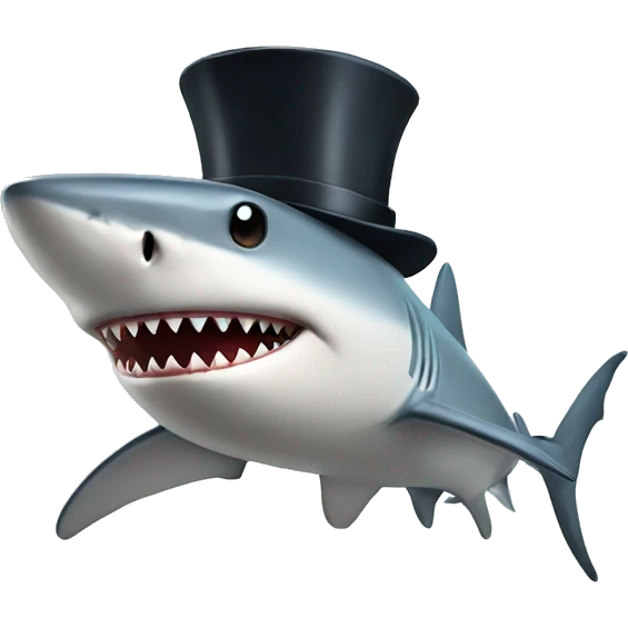 Shark with a top hat emoji