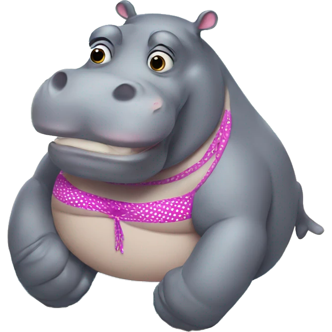 Hippo wearing a bikini emoji