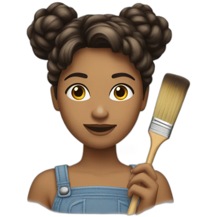 Une jeune femme brandissant un pinceau en l'air emoji