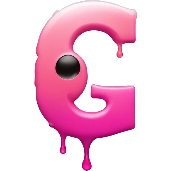 the letter G and there is a dot on it, in pink shades, dripping from it emoji