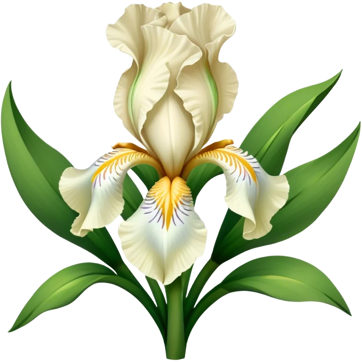 big bouquet Cream Iris, luxuriant, leaf, bud emoji