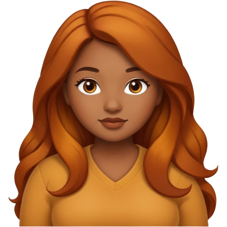 Curvy pretty brown girl with long hair, wearing fall colors emoji