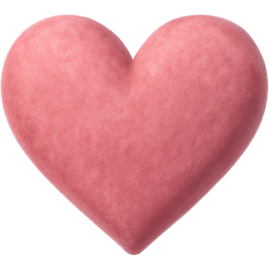 heart with a pink velvet texture, clean digital illustration, no background emoji