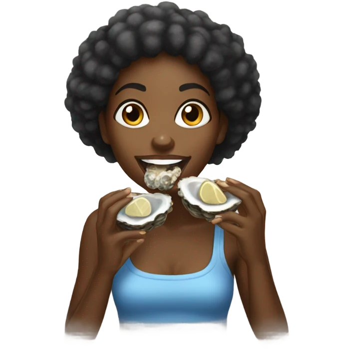 Black girl eating oysters  emoji