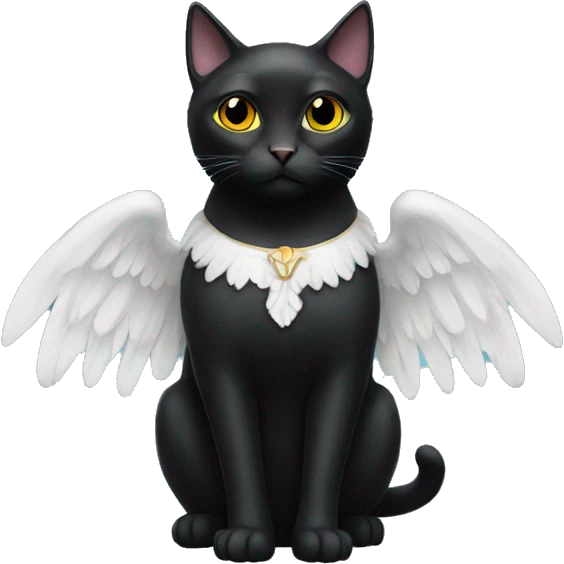 Black Cat with angel wings emoji