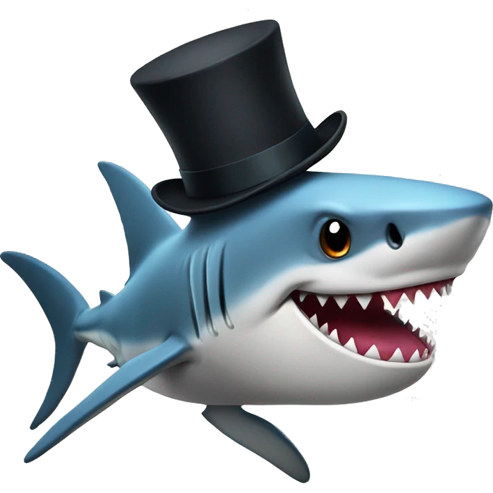 Shark with a top hat emoji