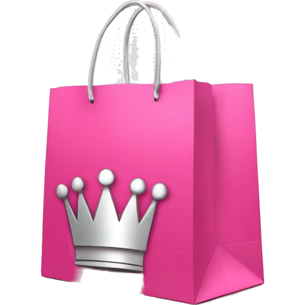 shopping bag pink with silver crown in front emoji