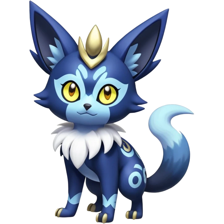 Shiny mExotic Colorfulj Excessive Mysterious Gothic Meowstic-Zorua-Noibat-Pokémon-Fakémon-hybrid-creature (full body) with pattern-markings with golden eyes emoji