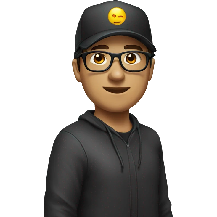 a white gamer, black basecap, black glasses, headset emoji