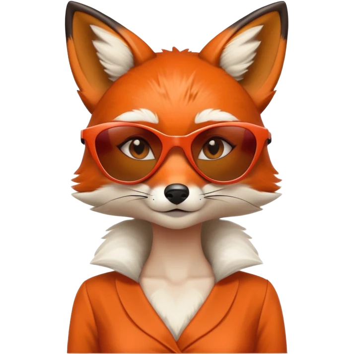 serious anthropomorphised female fox in stylish dress with sunglasses, head and shoulders view emoji