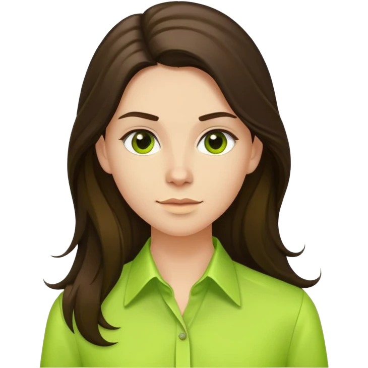 long haired brunette in lime green formal shirt emoji
