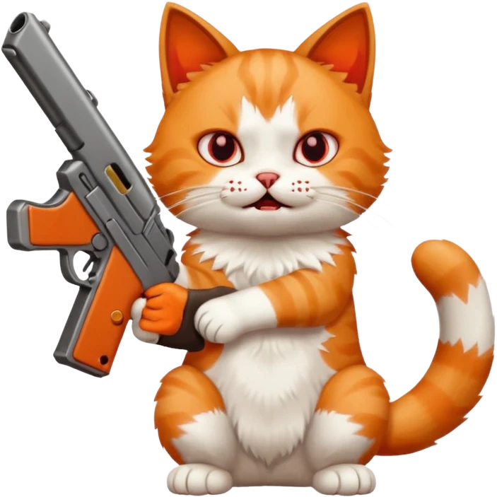 A cat with a gun with blood emoji