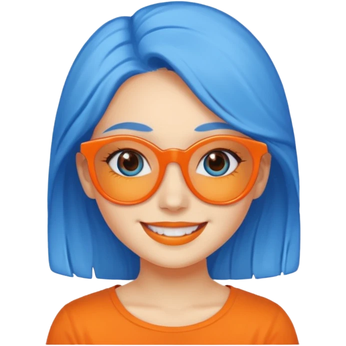 blue skinned orange glassed child girl emoji