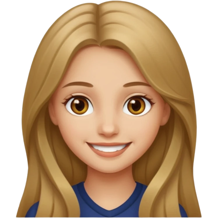 create a girl with dark blond long hair, hazel eyes and beautiful smile emoji