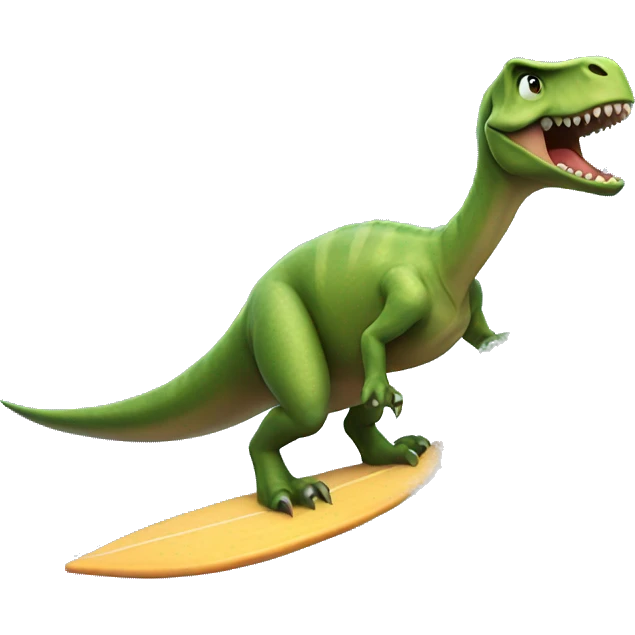 dinosaur surfing on a wave emoji