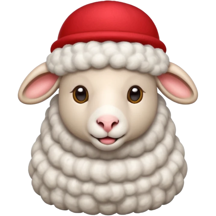 Sheep wear a red hat emoji