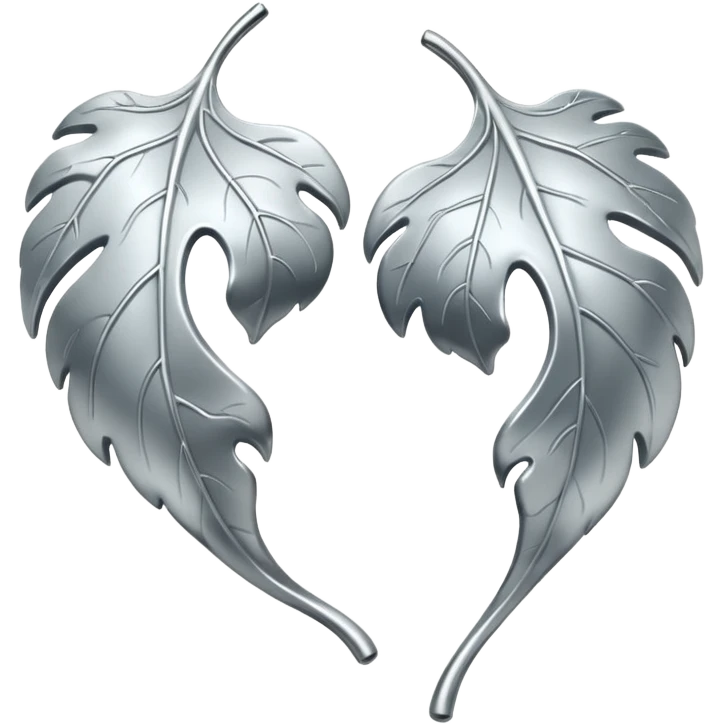 Falling 2 leaves made of silver  emoji