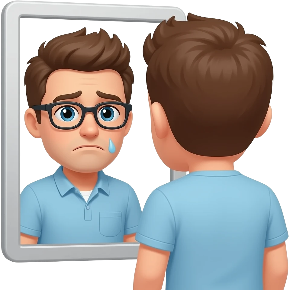 man unhappy staring in mirror emoji