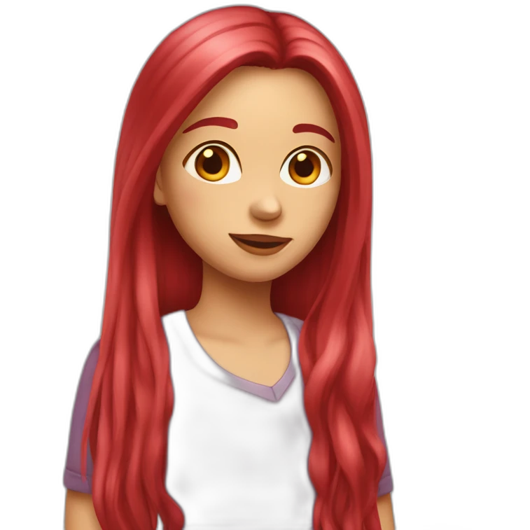 girl-long-straight-rosered-hair-holding-heart emoji