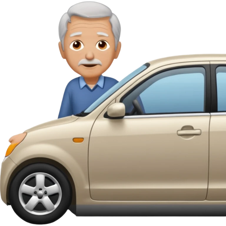 My grandfather is pulling a rear car emoji