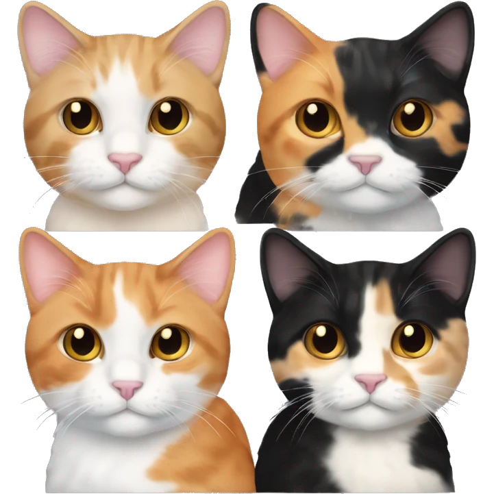 calico cream cat with black calico cat with orange calico cat mixed emoji