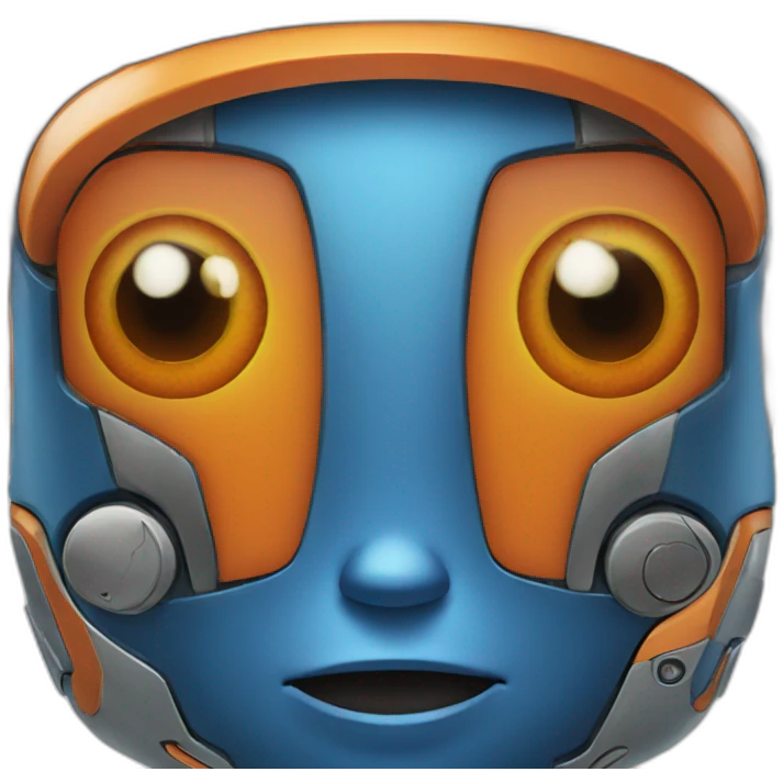 blue and orange robot face emoji