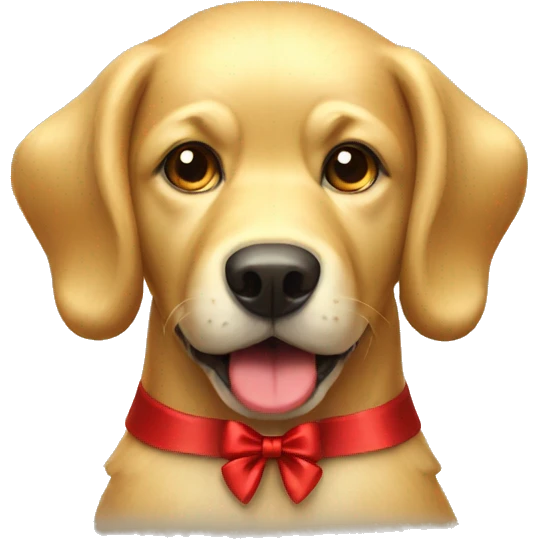 Golden dog with red bow  emoji