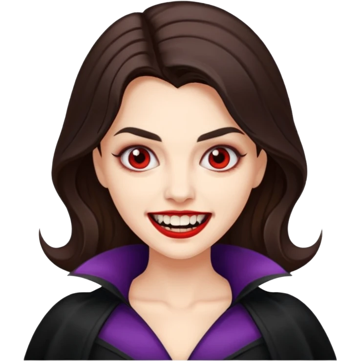 Brunette Female with vampire teeth emoji