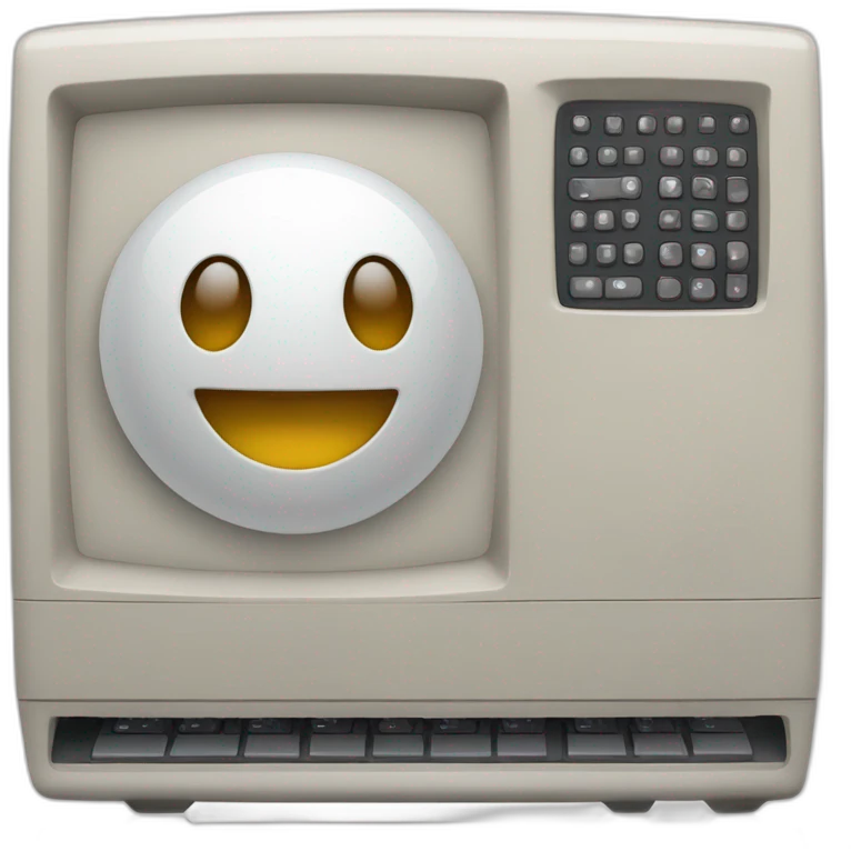 Anthropomorphic computer with arms and legs doing something random emoji