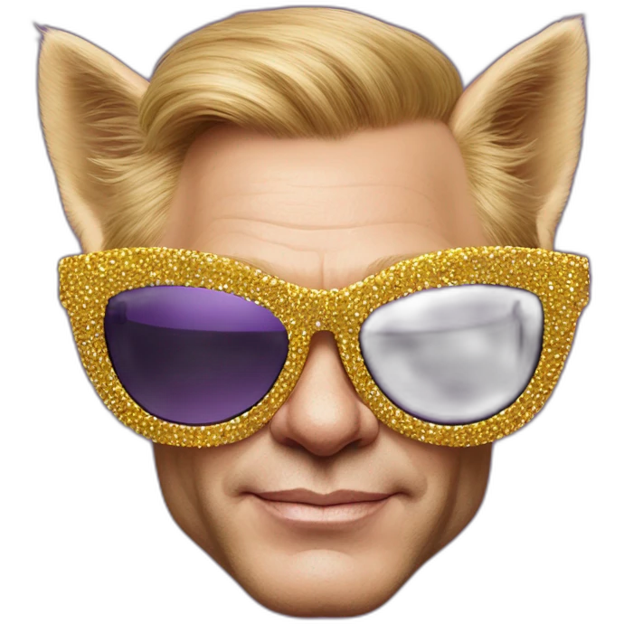 elton john in oversized pointed cat-eye funky sunglasses for mardi gras emoji