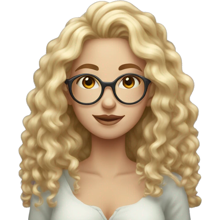 Mystical Blonde curly woman long hair with glasses taking a precious stone  emoji