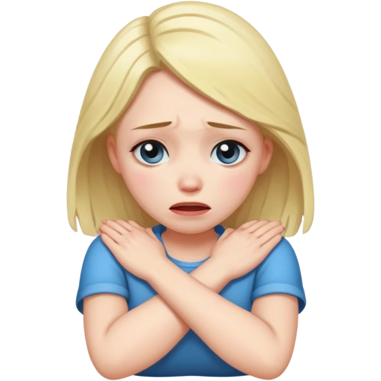 Girl crying with arms crossed around her neck emoji