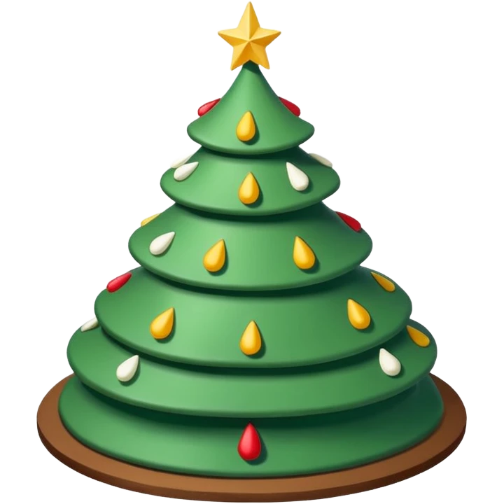 flat cake that looks like christmas tree, it is whole layered with white cream and has sharp corners emoji