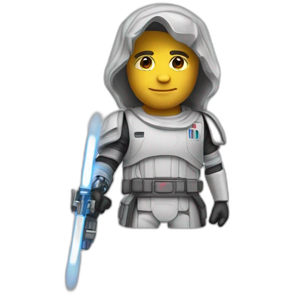 Like skywalker with iPhone 15 pro titanium with high detail emoji