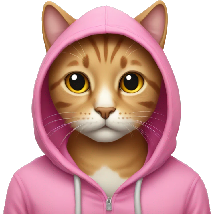cat wearing a pink hoodie emoji