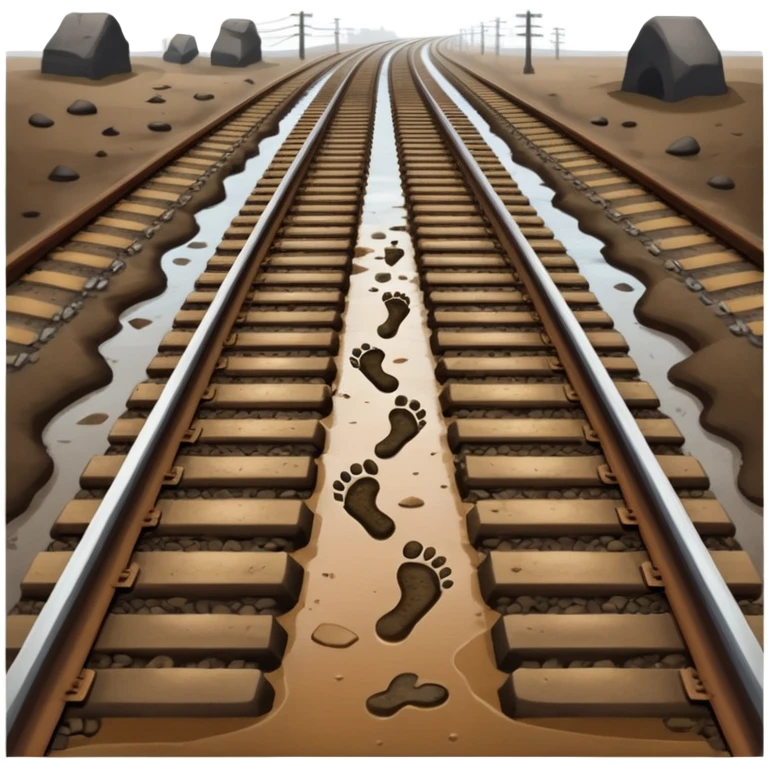 footprints near train track emoji