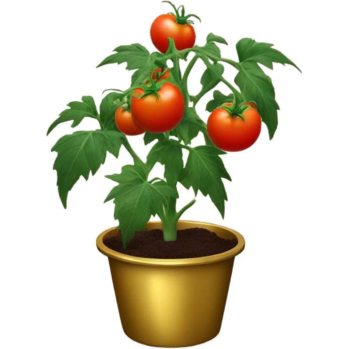 Tomato plant with only Black tomatoes on in a gold pot emoji