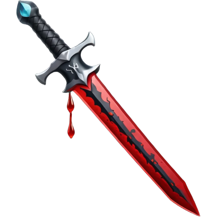 iOS emoji, dark fantasy dagger, obsidian blade, runes, blood drop, clean render, minimalism emoji