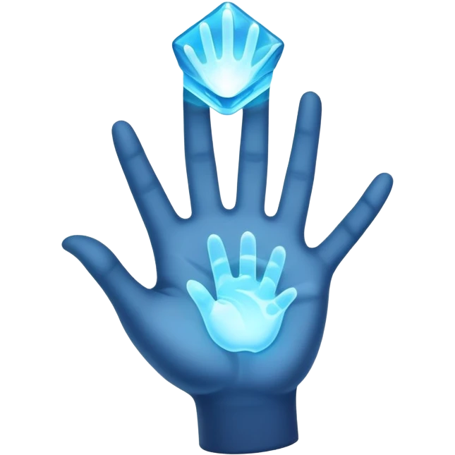 Make a hologram projection coming from hand emoji