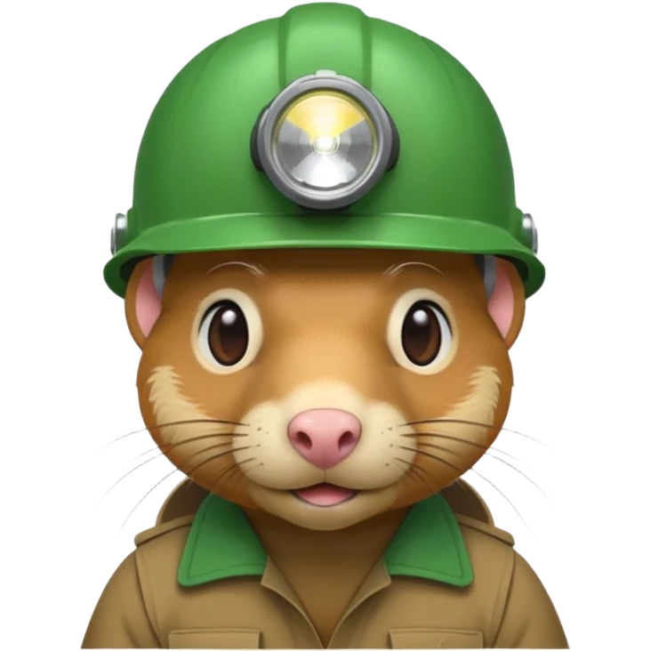 a mole rat, green helmet, headlamp emoji