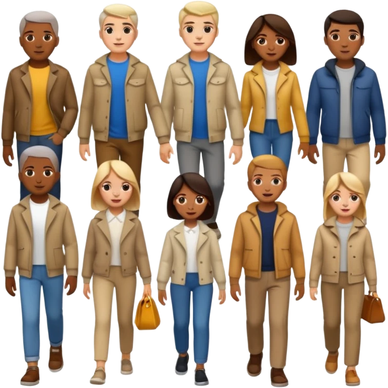 street with many people random walking emoji