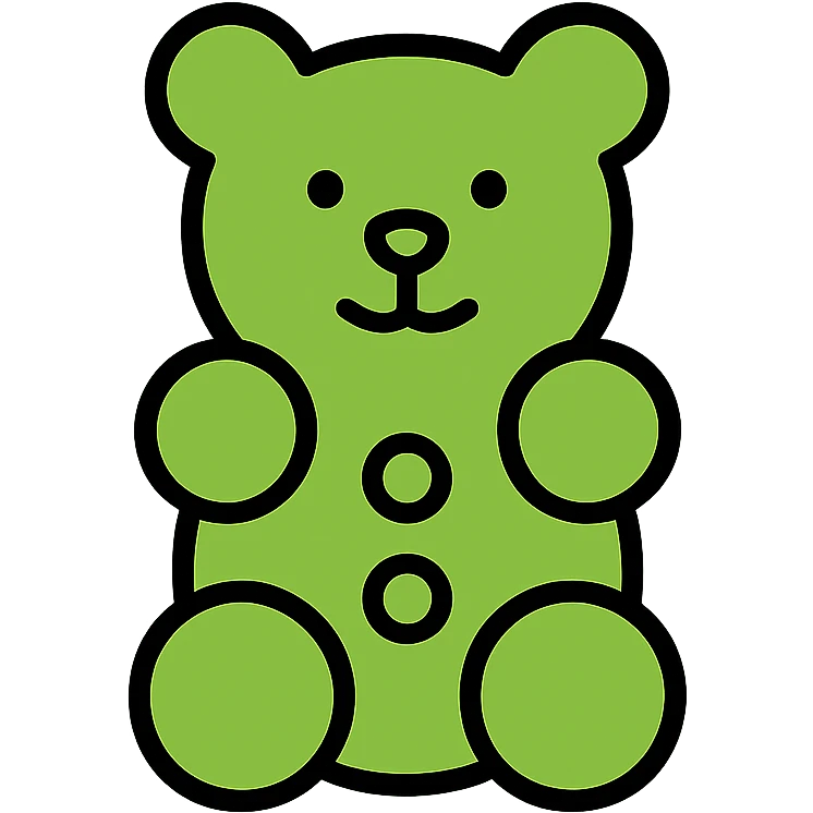green gummy bear, minimal flat icon, simple shapes, transparent background emoji