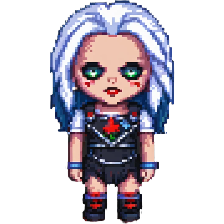 Chucky's bride in pixel art style emoji