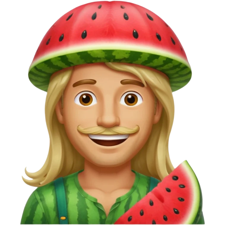 long haired man with watermelon hat emoji