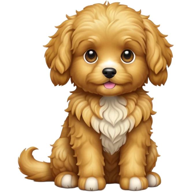 cinematic-[cavoodle dog]-realistic-full-body-sitting-emoji,-tail-resting-loosely-beside-its-paws,-head-tilted-dramatically,-curly-[solid golden]-fur,-simplified-yet-realistic-focused-features,-highly-detailed,-glowing-with-an-almost-sarcastic-glow emoji