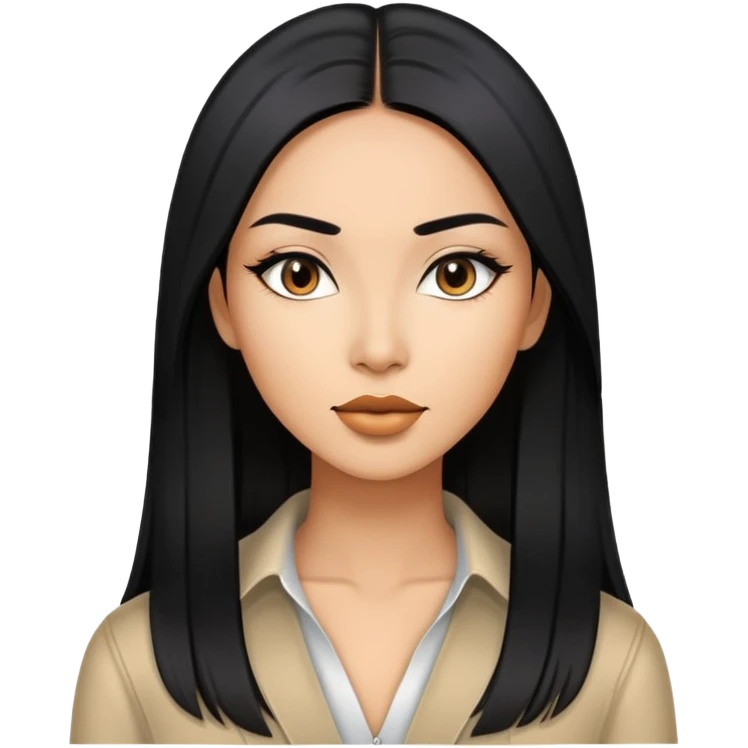 Stylish confident woman with Asian and Latina features, long straight black hair emoji