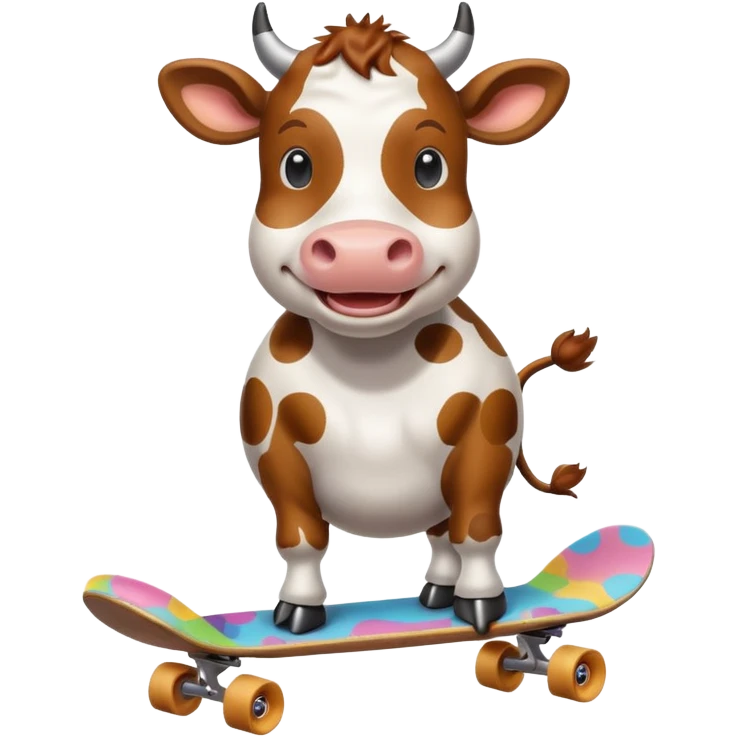 cool cow with a skateboard emoji