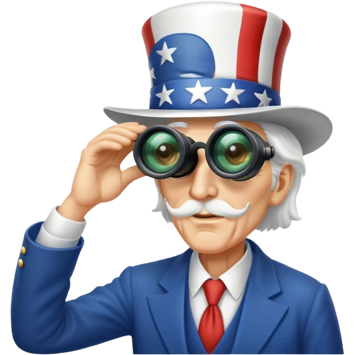 Uncle Sam is looking through binoculars emoji