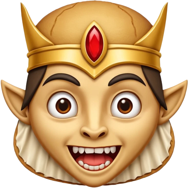 Pancake with cute face wearing a pharaoh headdress and vampire accessories  emoji