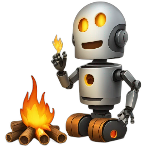 campfire and robot emoji